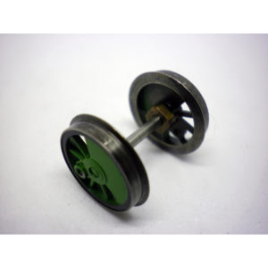B4 OO Wheel Set Green PAIR (geared + un-geared)