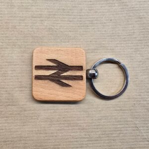 Wooden Square Key Ring - BR Arrow (Made to Order)