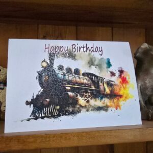 Birthday Card Watercolour Locomotive 28