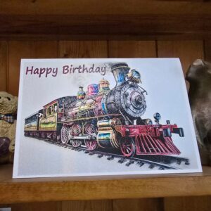 Birthday Card Watercolour Multicolour Locomotive