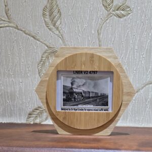 Rare Vintage Railway Themed Card in Display Frame - LNER V2 #4797