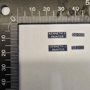Class 59 OO Name & Number Plate Kenneth J Painter 59005 PAIR