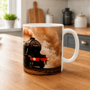 A3 Locomotive 11oz Railway Themed Ceramic Mug (White) Dark Steam – Printed In-House