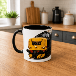 Class 37 Locomotive 11oz Railway Themed Ceramic Mug (Black) Colour Smoke – Printed In-House