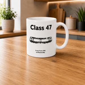 Class 47 Locomotive 11oz Railway Themed Ceramic Mug (White) – Printed In-House