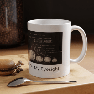 Engine Gauge Blueprint 11oz Railway Themed Ceramic Mug (White) – Printed In-House