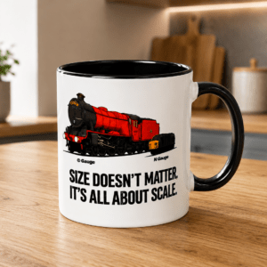 11oz Railway Themed Ceramic Mug – 'Size doesn't Matter, It's all about Scale'